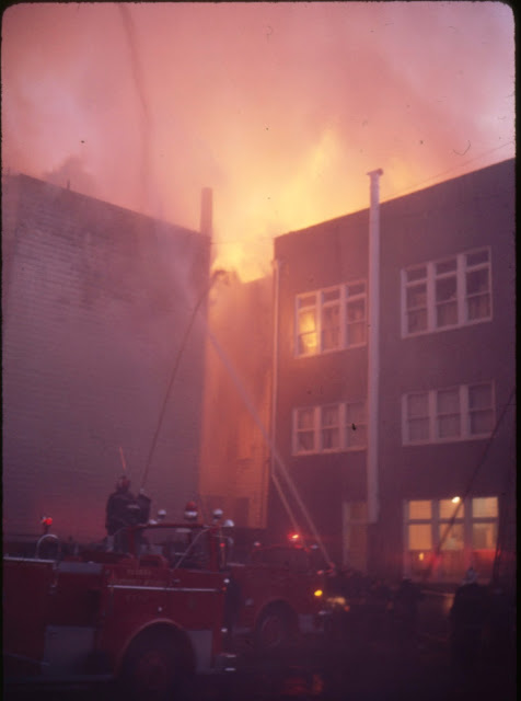 San Francisco Fire Department in action, March 1964. Photo by Chet Born. Courtesy of San Francisco History Center, San Francisco Public Library.