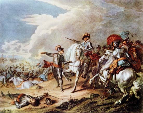 The victory of the Parliamentarian New Model Army, under Sir Thomas Fairfax and Oliver Cromwell, over the Royalist army, commanded by Prince Rupert, at the Battle of Naseby (June 14, 1645)