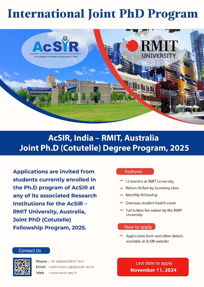 AcSIR-RMIT University Joint International PhD Program 2024