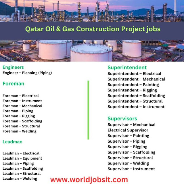 Qatar Oil & Gas Construction Project jobs