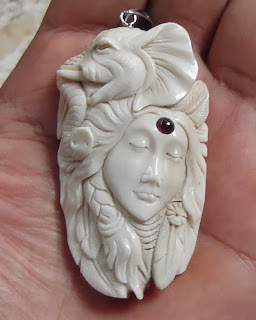 Goddess Antler Pendants with Stone 004