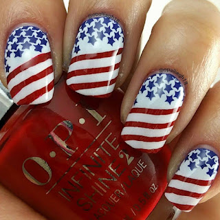 4th of July Nail Stamping Manicure