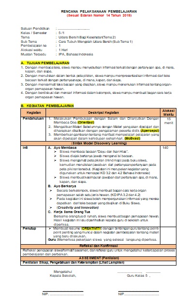 SILABUS TEMATIK KELAS 5 SD/MI KURIKULUM 2013 REVISI 2020