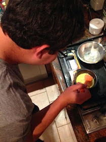 Jesse helping to make dinner