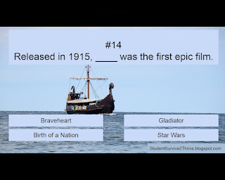 Released in 1915, ____ was the first epic film. Answer choices include: Braveheart, Gladiator, Birth of a Nation, Star Wars