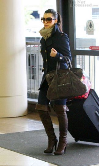 Kate Moss in her super thighhigh black suede boots Kim Kardashian