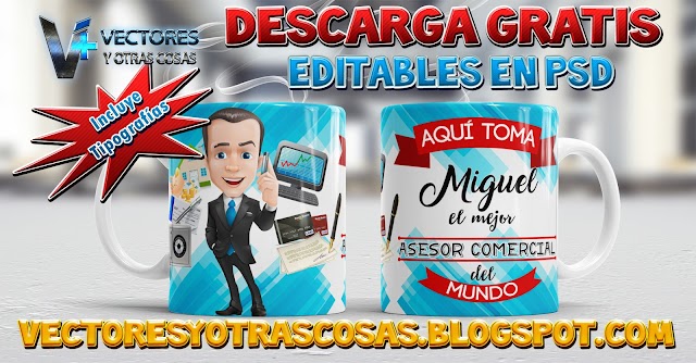 Diseño para sublimar Taza de Asesor Comercial - Tazas de Profesiones