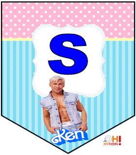 Ken Party Free Printable Bunting. Banderines para Fiesta de Ken.