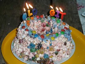 Homemade popcorn birthday cake. Photo by Loire Valley Time Travel.