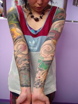 Japanese Arm Tattoo Design for Girl