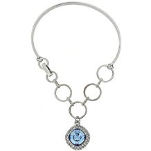 FJ1119 - PARK LANE Silberfarbenes Armband/Armspange mit himmelblauem Kristallamulett