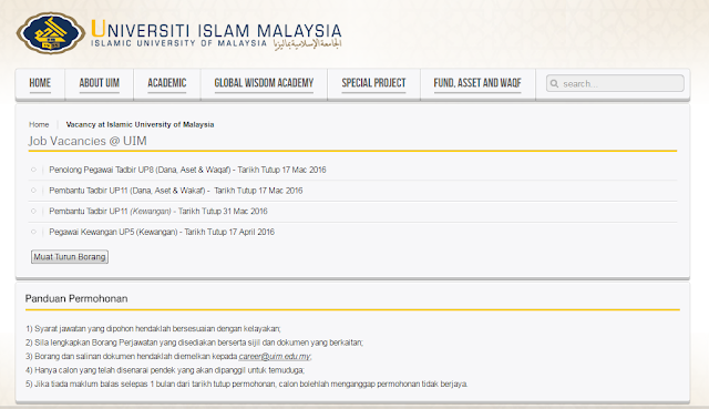 Rasmi - Jawatan Kosong (UIM) Universiti Islam Malaysia 