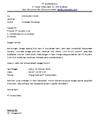 Contoh Surat Undangan Resmi Negeri/Swasta  Cara Buat Surat