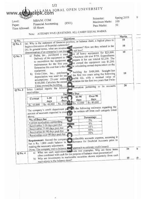 aiou-mcom-code-8501-financial-accounting-old-papers