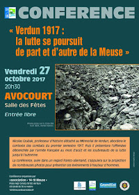 AVOCOURT (55) - Conférence "Verdun 1917 : la lutte se poursuit de par et d'autre de la Meuse" (27 oct 2017)