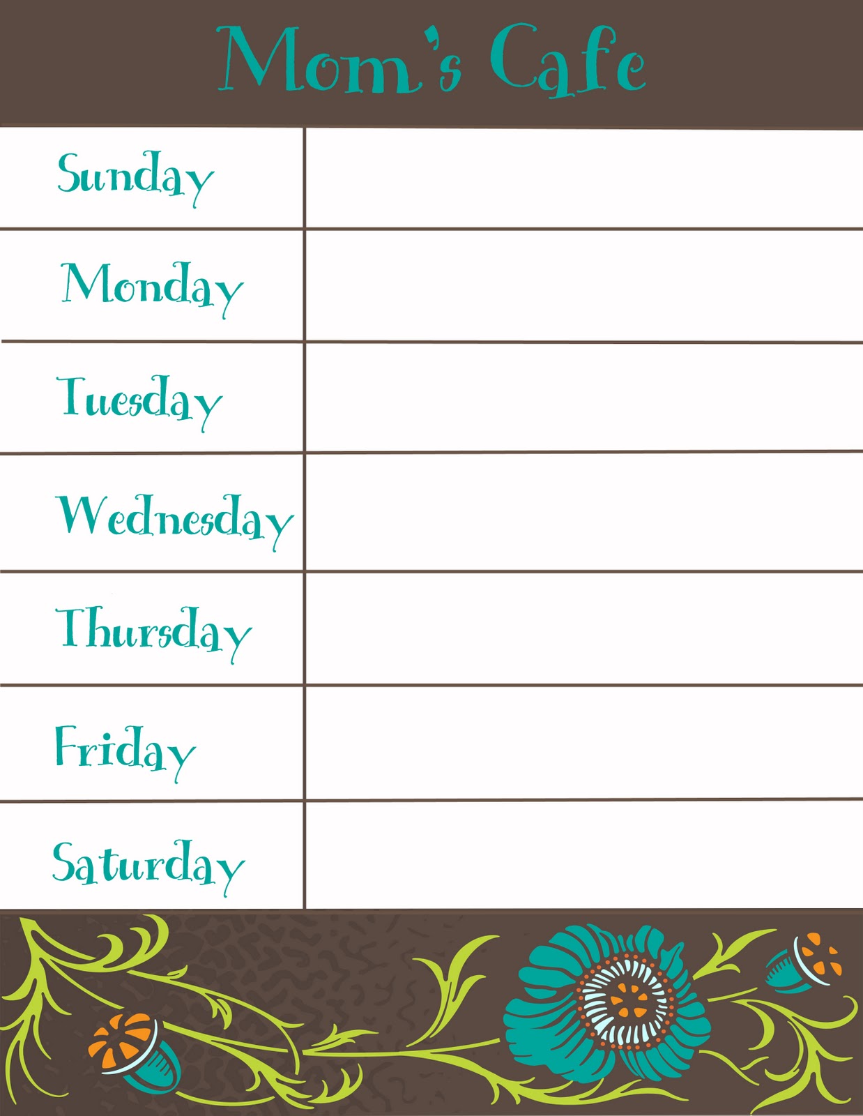 Therapeutic Crafting Weekly Menu Printable