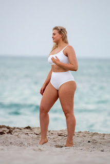 Iskra Lawrence White Bikini Photoshoot at Miami Beach