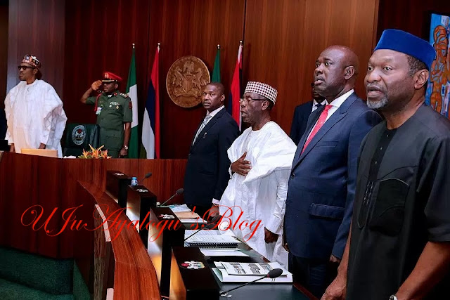 In Photos: President Muhammadu Buhari Looks Healthier As He Presides Over FEC Meeting.