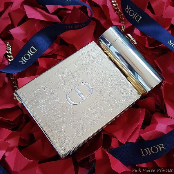 gold mirrored Dior Avenue Montaigne Minaudiere, case and lipstick holder