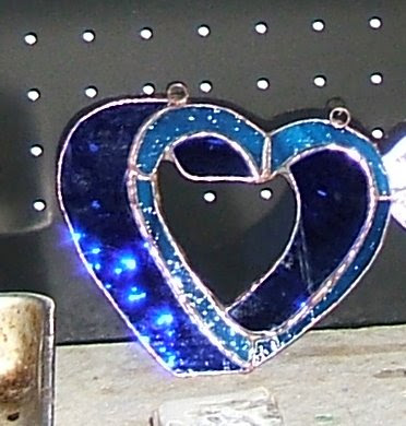 3D blue stained glass heart