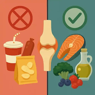 Escolher alimentos anti-inflamatórios em vez de ultraprocessados beneficia a saúde articular.