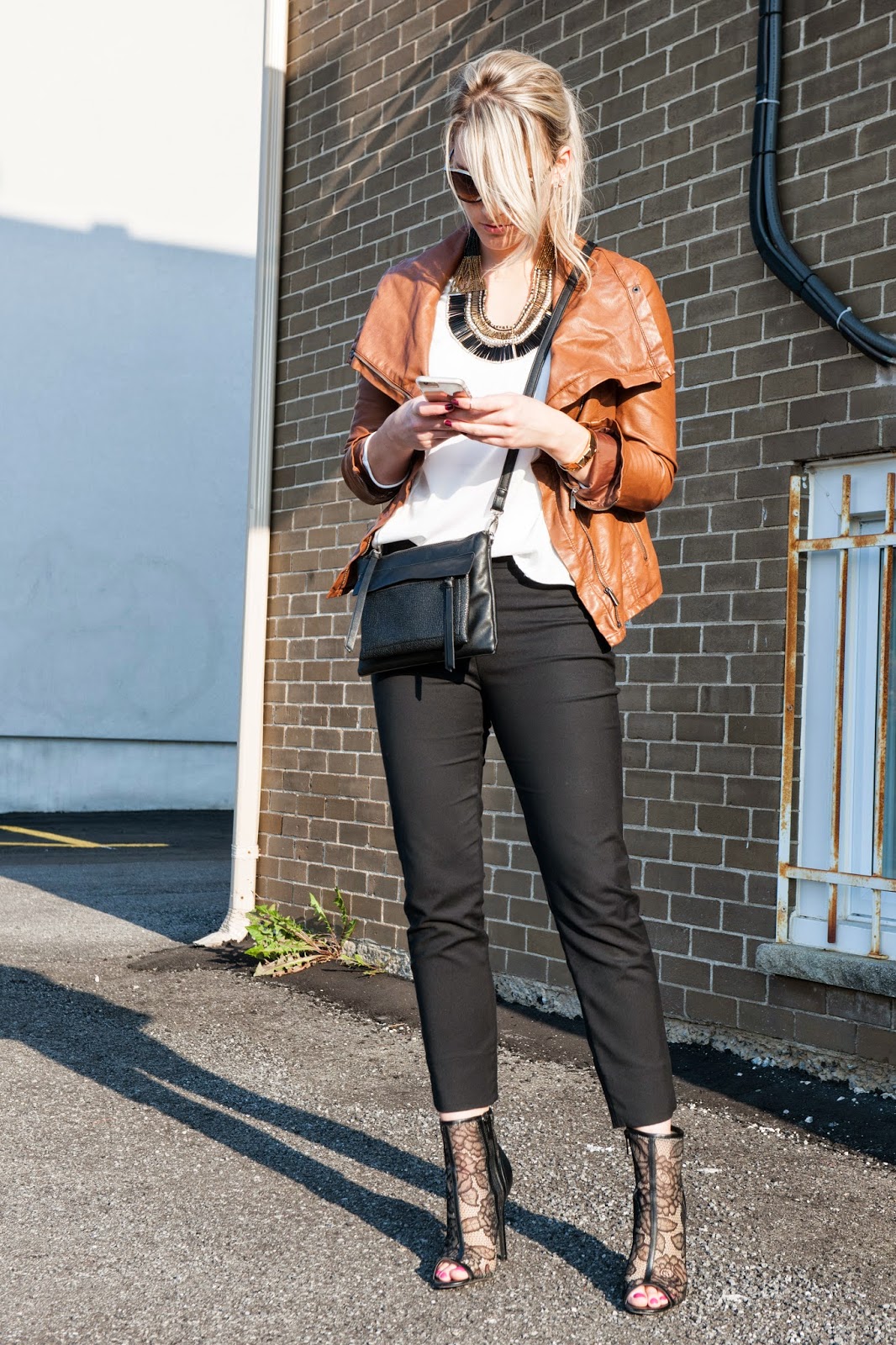 Lace Booties & Leather Jacket