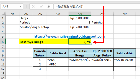 suku bunga excel