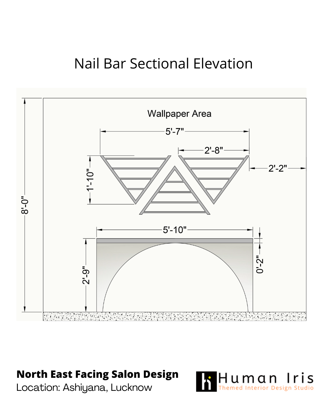 45' x 39' Salon Layout Plan and Elevation Design