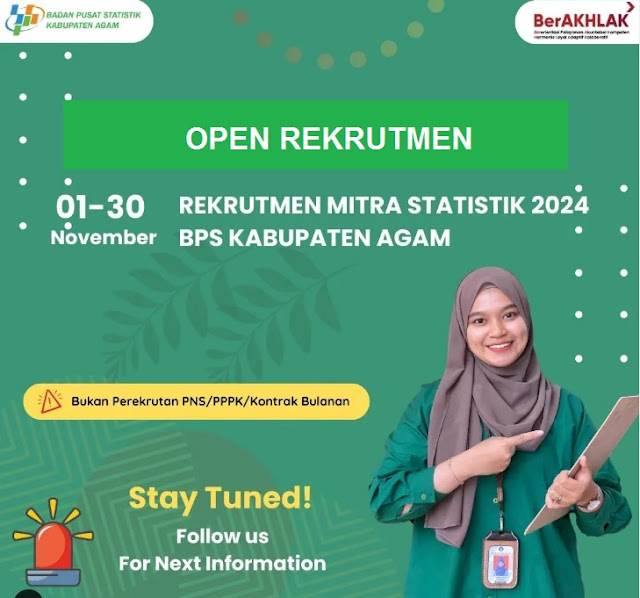 Open Rekrutmen Mitra Statistik BPS Kabupaten Agam Tahun 2024