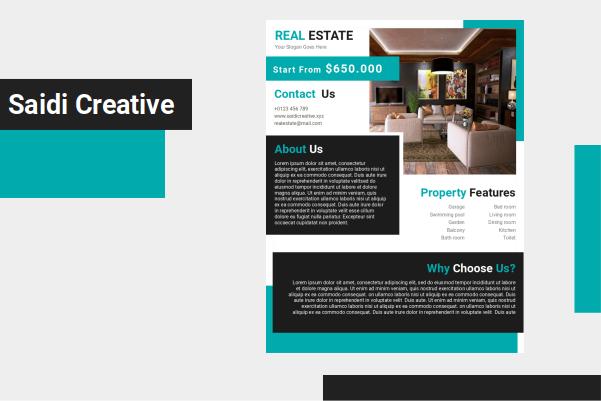 Free Real Estate Flyer Template MS. Word Document Fully Editable File