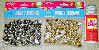 silver and gold bells from craft section at Dollar Tree