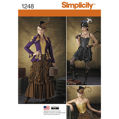 Simplicity 1248 steampunk victorian jacket, corset, gathered skirt