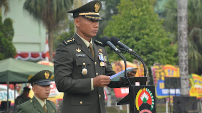 Kasrem 071/Wk Pimpin Upacara HUT ke-74 TNI