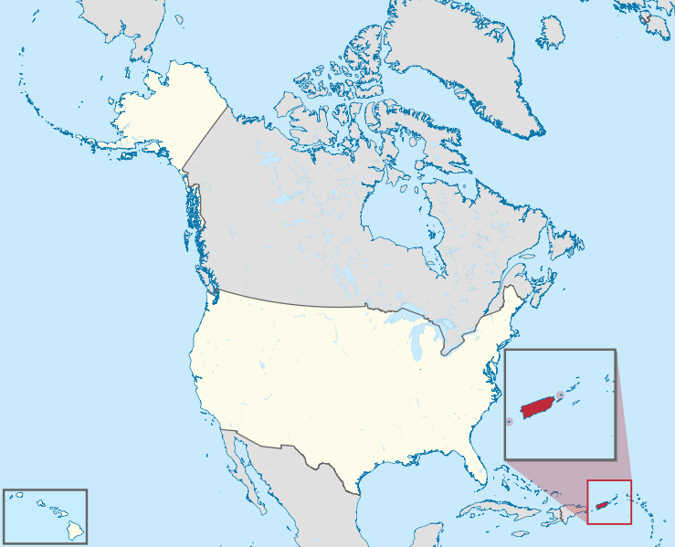 Map United States Puerto Rico map of Puerto Rico's location relative to the U.S.