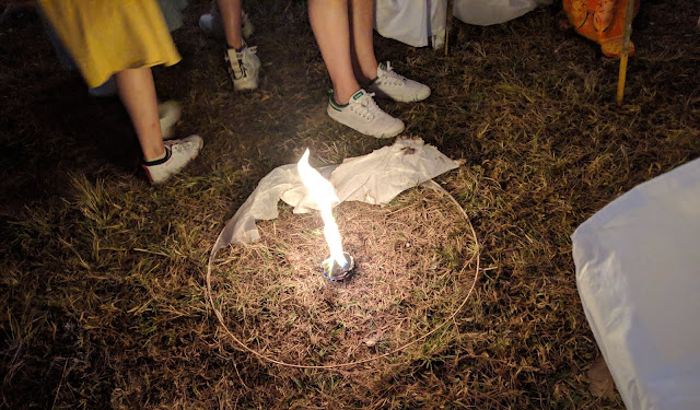 Paper lantern on fire at the Yee Peng Festival, Chiang Mai, Thailand