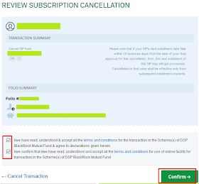 DSP Mutual Fund - Cancel SIP