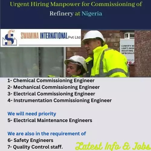 Urgent Hiring Manpower for Commissioning of Refinery at Nigeria
