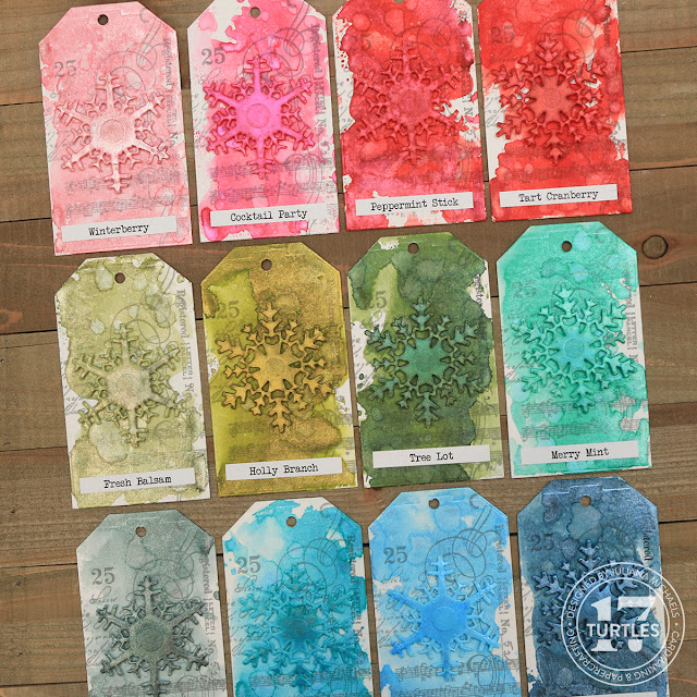 Tim Holtz Christmas Distress Mica Stain Swatches by Juliana Michaels