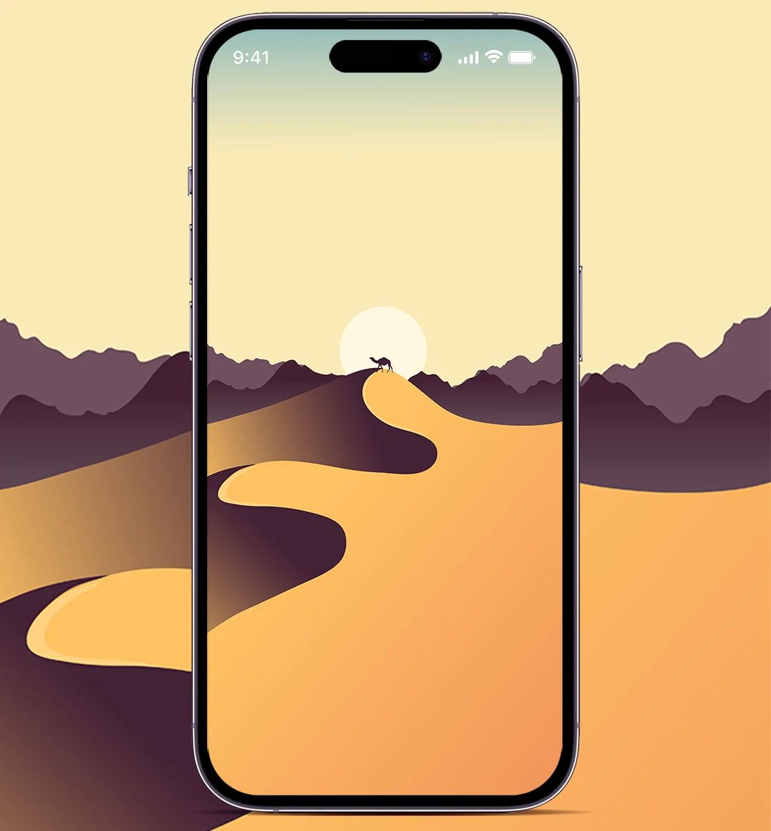 minimalist wallpaper for phone with a camel in a desert