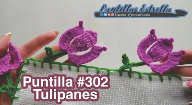 Puntilla tulipanes a crochet