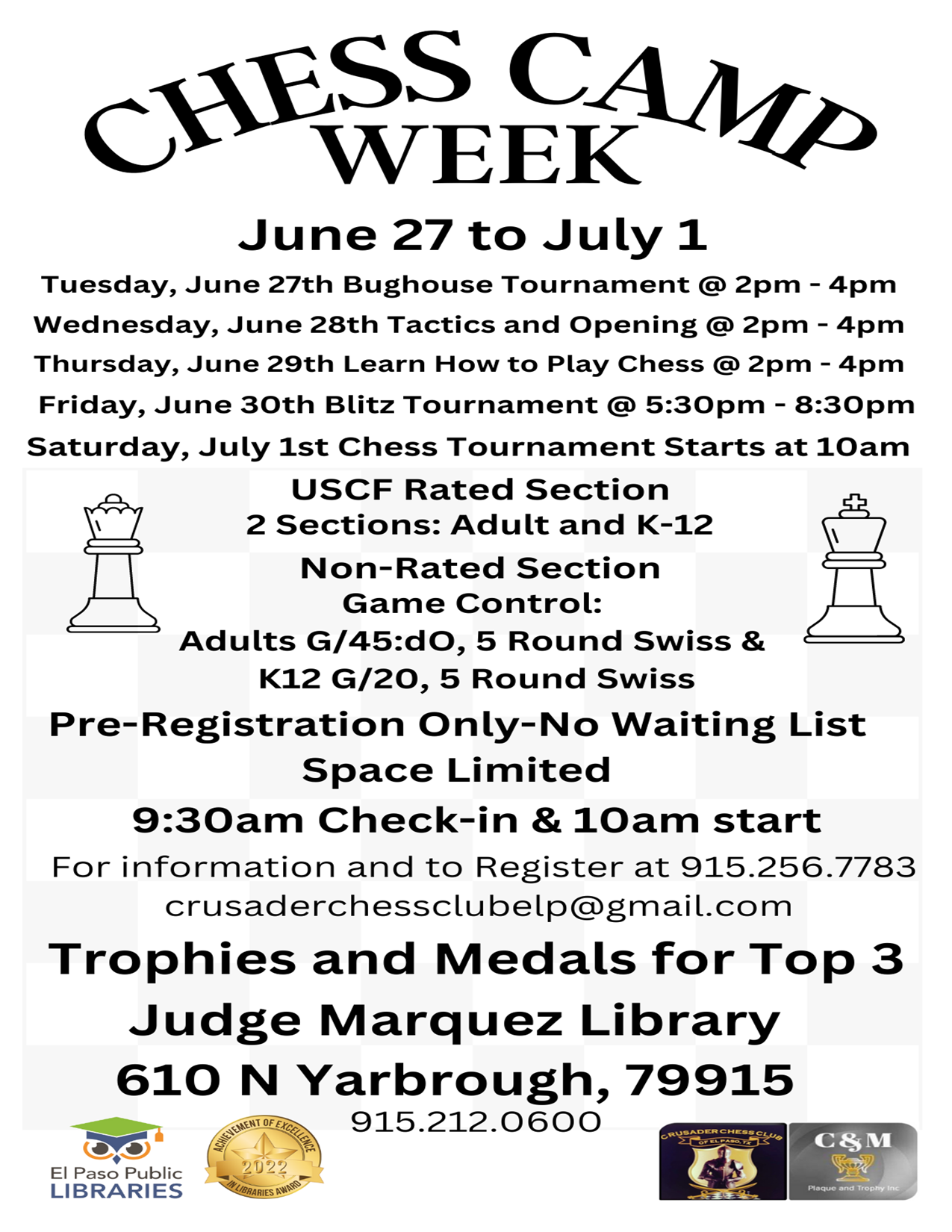 Judge Marquez Library Chess Camp 2 the Library!