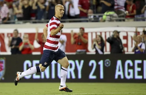 USA midfielder Michael Bradley celebrates after scoring against Scotland