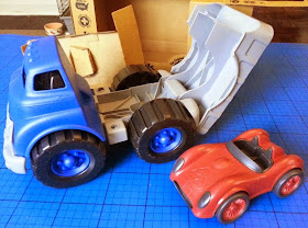 Green Toys Recycled Plastic Flatbed Truck with Race Car unpackaged