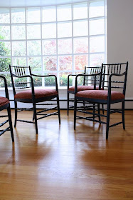 Vintage blue bamboo arm chairs via Meet Me in Philadelphia
