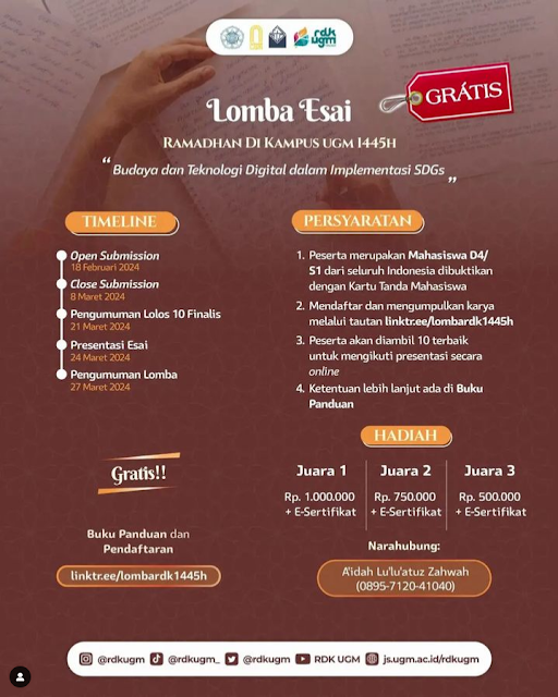 Lomba Esai Ramadhan Di Kampus UGM 1445 Hijriah