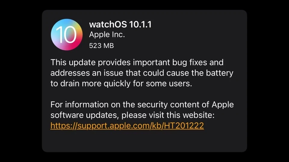 緩解Apple Watch電量焦慮！watchOS 10.1.1修復釋出