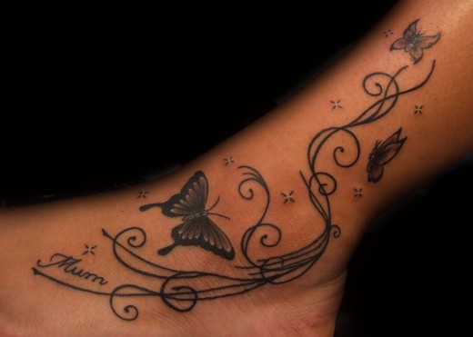 Butterfly Foot Tattoo Designs For Girls and Women foot tattoo designs