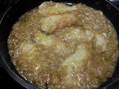 Cazuela de lomo con la crema de champiñones y cerveza