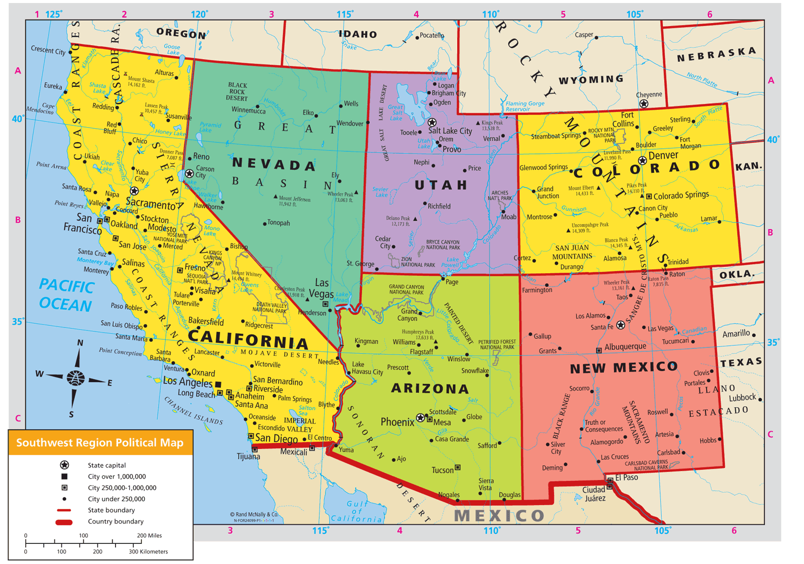 Map United States Southwest ... South West Region Political Map on city united states south region map capitals ...