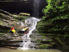 climbing the waterfall